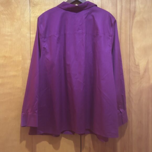 Catherines Non Iron Purple Cotton Button Down Shirt-Sz 2X-Mature-Office-Career - Picture 7 of 7